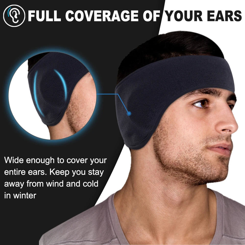 Winter Headband Polar Fleece Wool Thermal Bandana Ear Warm Sweatband Headwear Hairband Moisture-Wicking Headwrap Women Men Girls
