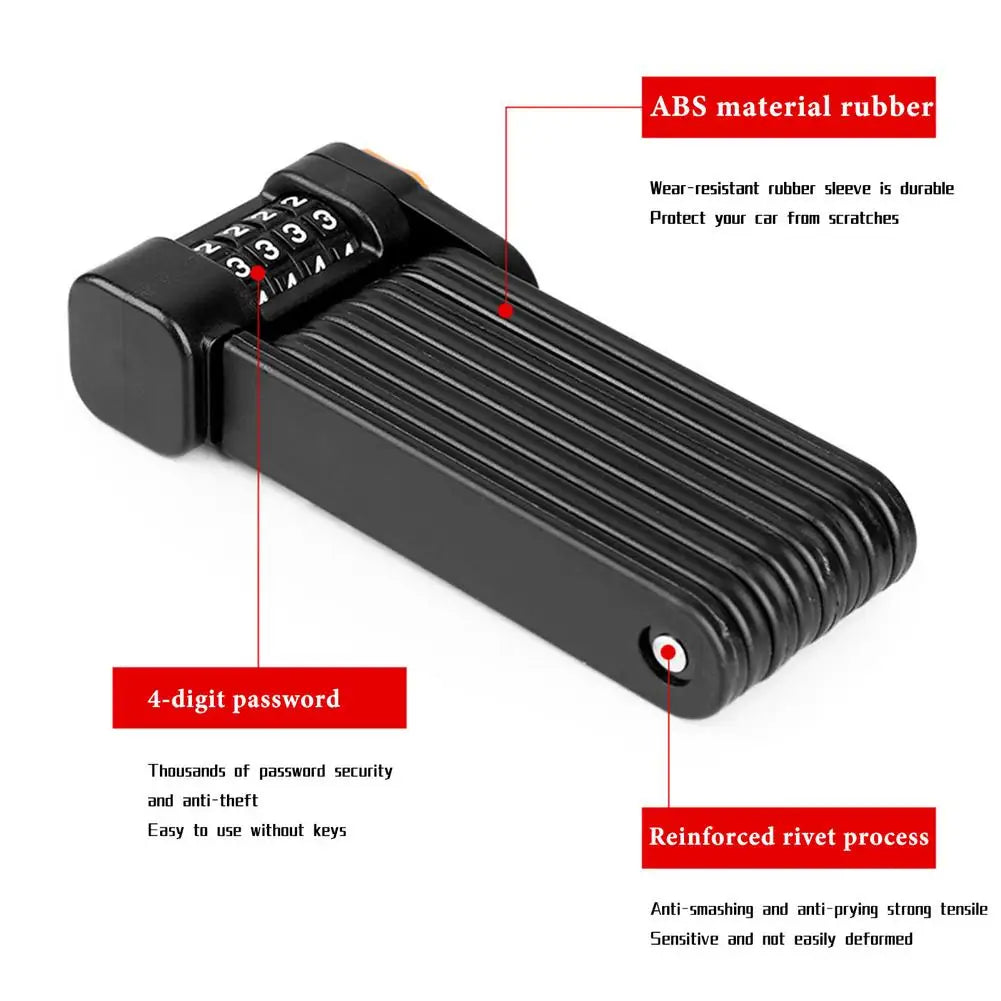 Bike Folding Password Lock 33.46In Steel Portable 8 Joints Anti-Theft Bicycle Password Lock for Cycling Bicycle Accessories