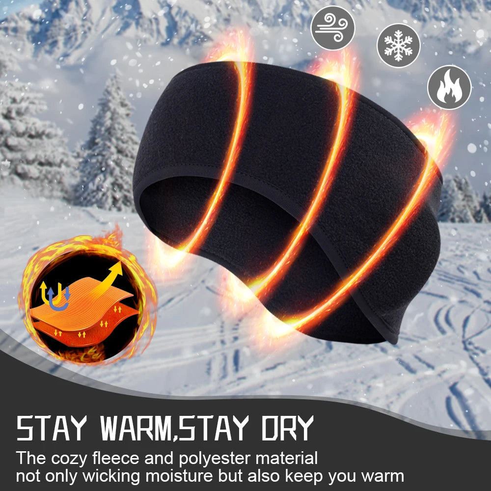 Winter Headband Polar Fleece Wool Thermal Bandana Ear Warm Sweatband Headwear Hairband Moisture-Wicking Headwrap Women Men Girls