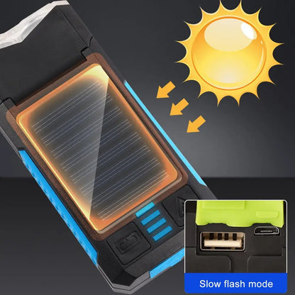 Waterproof LED Bicycle Light , 2-4000Mah Solar Rechargeable MTB Mountain Road Bike Front Lamp Flashlight with Bicycle Bell 130Db