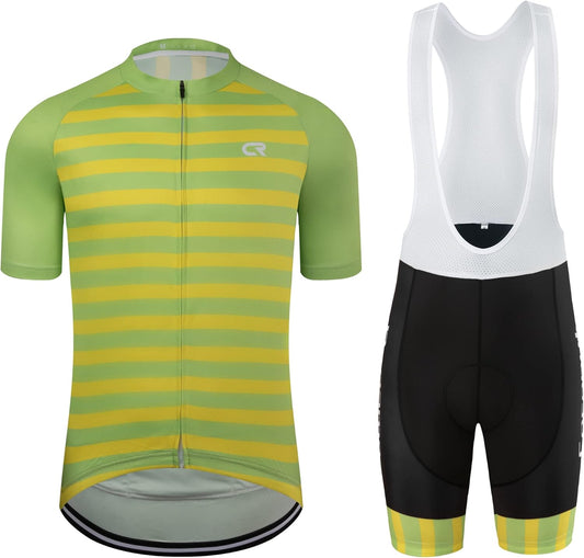 CR Men'S Cycling Jersey Set Road Bike Jersey Zipper Pocket Short Sleeves Cycling Kits Bib Shorts 3D Padded