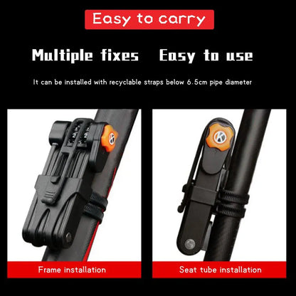 Bike Folding Password Lock 33.46In Steel Portable 8 Joints Anti-Theft Bicycle Password Lock for Cycling Bicycle Accessories