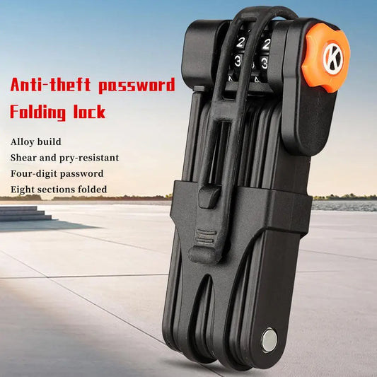 Bike Folding Password Lock 33.46In Steel Portable 8 Joints Anti-Theft Bicycle Password Lock for Cycling Bicycle Accessories