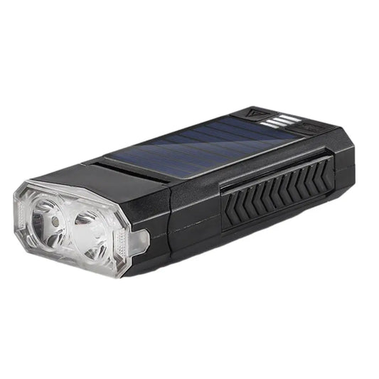 Waterproof LED Bicycle Light , 2-4000Mah Solar Rechargeable MTB Mountain Road Bike Front Lamp Flashlight with Bicycle Bell 130Db